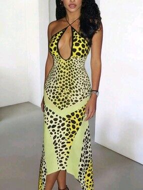 Summer Leopard Print Backless Bodycon Slip Dress